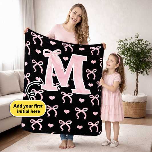 Sweetheart Ribbon Monogram WN1202001CL Fleece Blanket