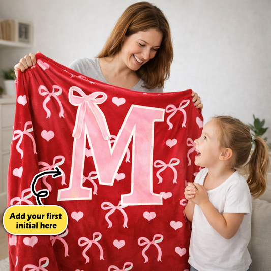 Sweetheart Ribbon Monogram – Red WN0403003CL Fleece Blanket
