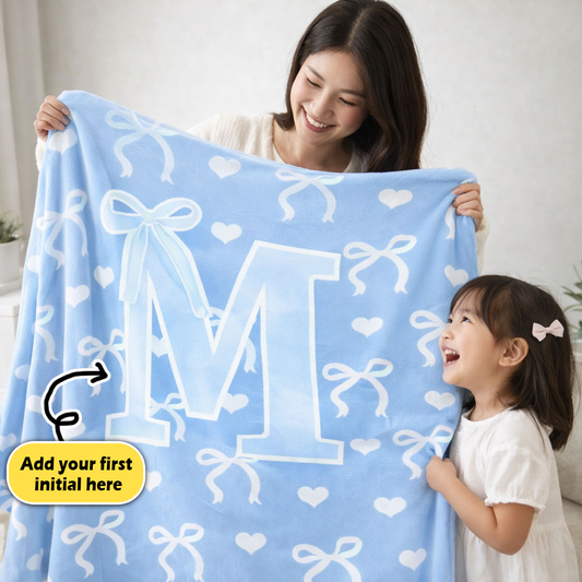 Sweetheart Ribbon Monogram – Baby Blue WN0403001CL Fleece Blanket