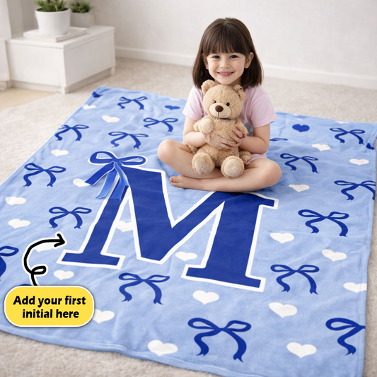 Sweetheart Ribbon Monogram – Royal Blue WN0403004CL Fleece Blanket
