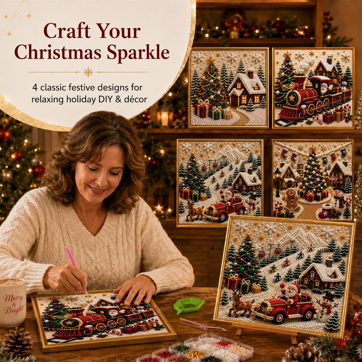 🎄🎅 Premium 3D Pearl Christmas Wall Art Kit