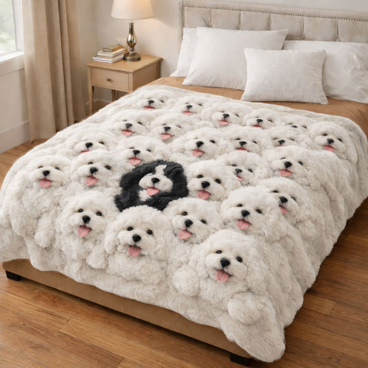 Bichon Frise Fluffy Friends WN0303001CL Faux Fur Throw Blanket