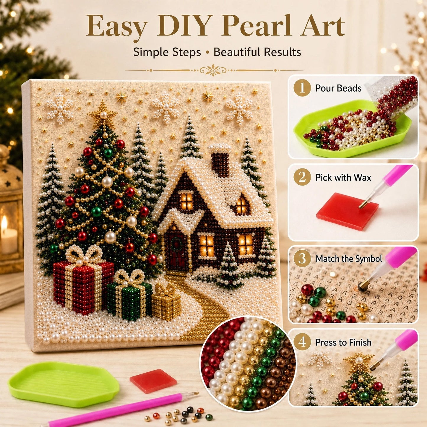 🎄🎅 Premium 3D Pearl Christmas Wall Art Kit