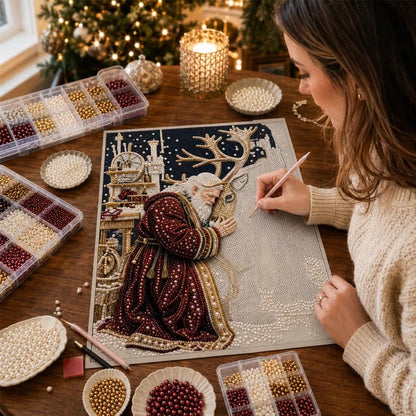 🎅🎄 Premium 3D Pearl Christmas Reindeer Diamond Painting Art Kit
