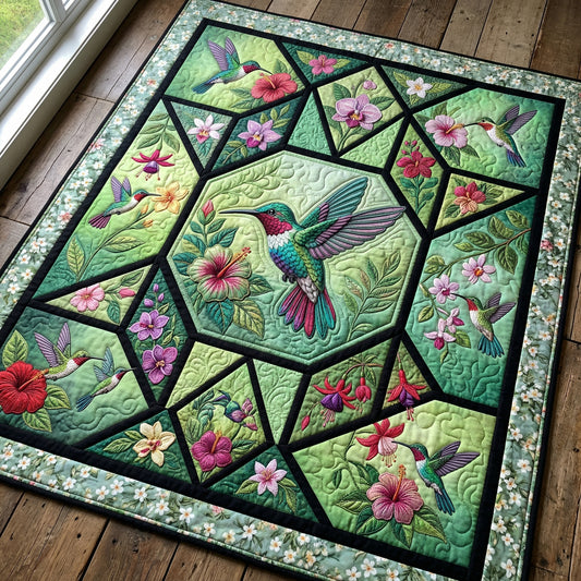 Mystic Meadow Hummingbird XR0104006CL Quilt Blanket