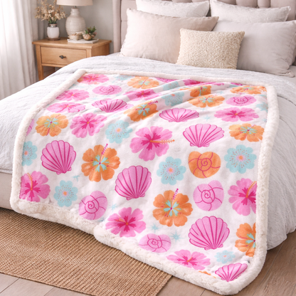 Tropical Seashell XR2101004CL Faux Fur Throw Blanket