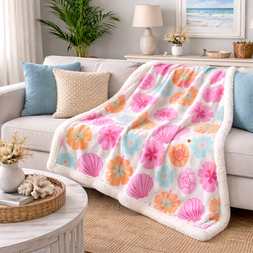 Tropical Seashell XR2101004CL Faux Fur Throw Blanket