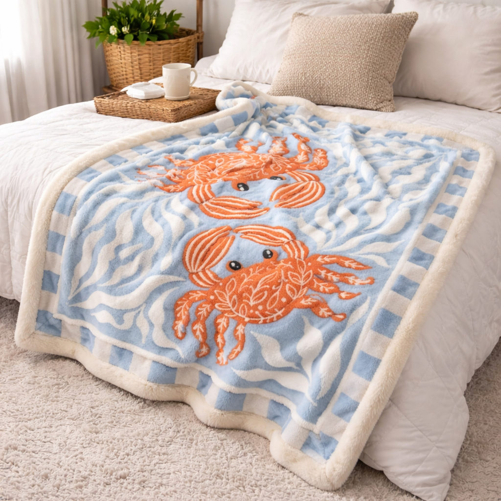 Sea Crab XR2101005CL Faux Fur Throw Blanket