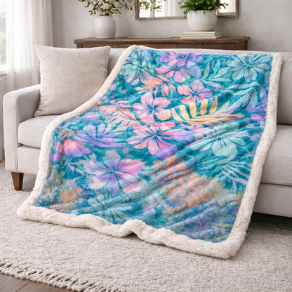 Neon Hibicus XR2101009CL Faux Fur Throw Blanket