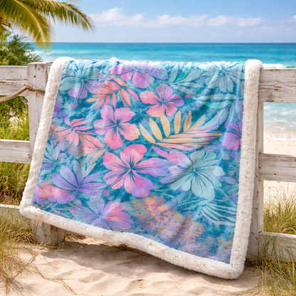 Neon Hibicus XR2101009CL Faux Fur Throw Blanket