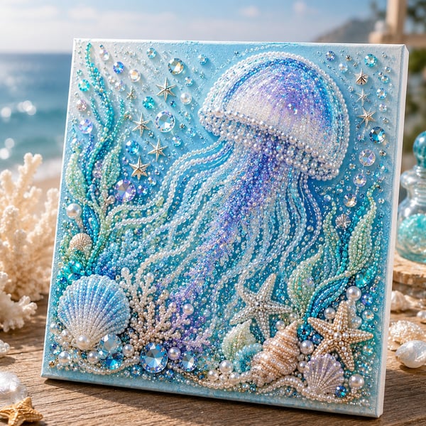 🔥 Last Day Big Sale - 🌊✨ Ocean Theme Pearl Art DIY Kit – Relaxing DIY Craft to Create Stunning Coastal Artwork