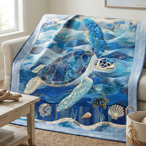 Blue Sea Turtle XR0903001CL Quilt Blanket