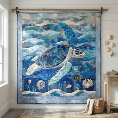 Blue Sea Turtle XR0903001CL Quilt Blanket
