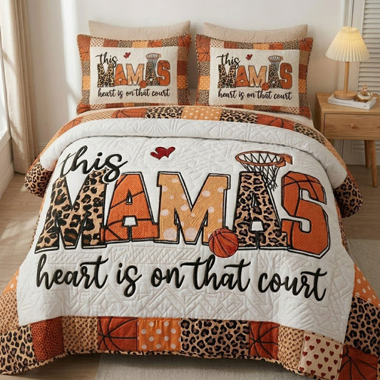Personalized Basketball Mom Heart Patchwork WN0404006CL Duvet Cover Set