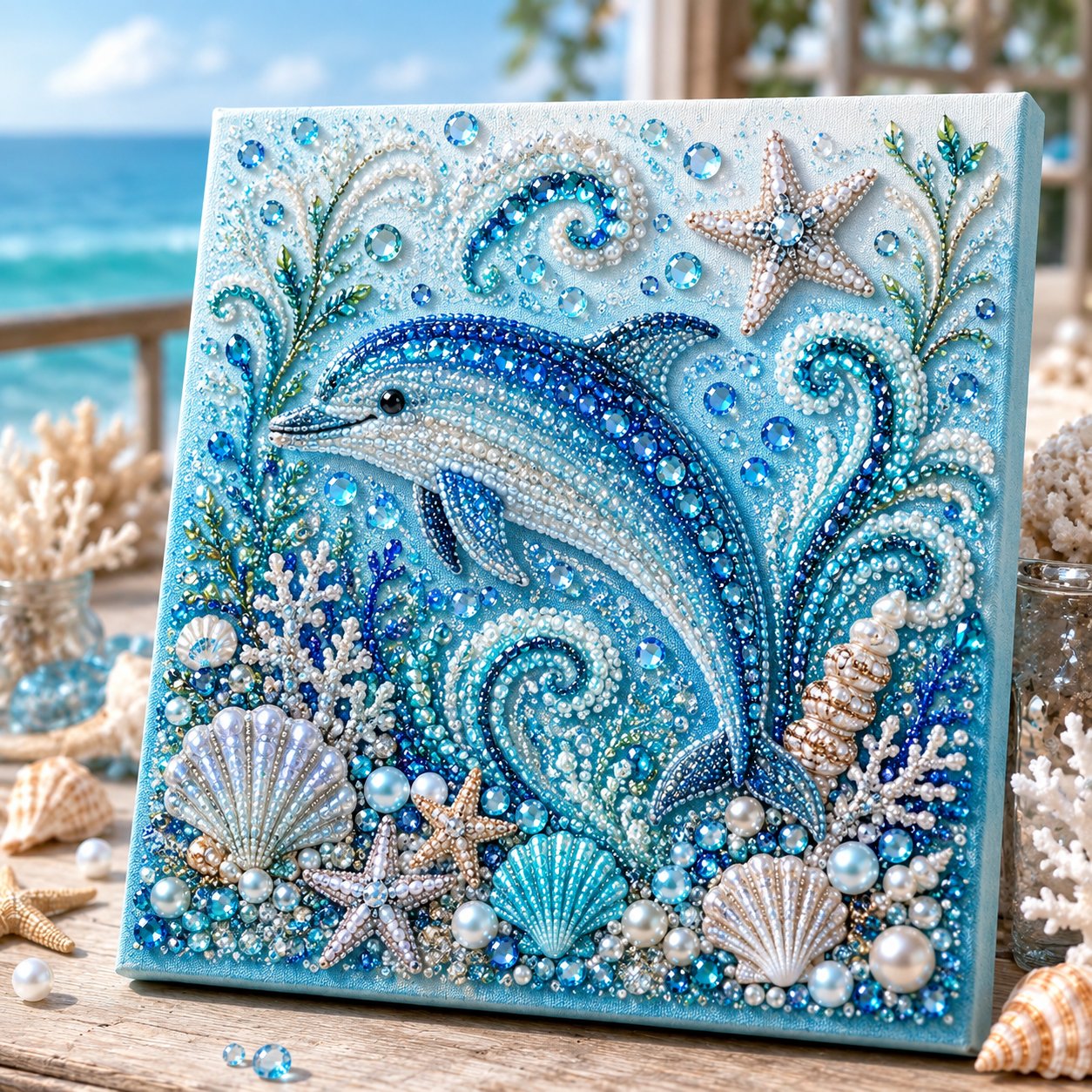 🔥 Last Day Big Sale - 🌊✨ Ocean Theme Pearl Art DIY Kit – Relaxing DIY Craft to Create Stunning Coastal Artwork
