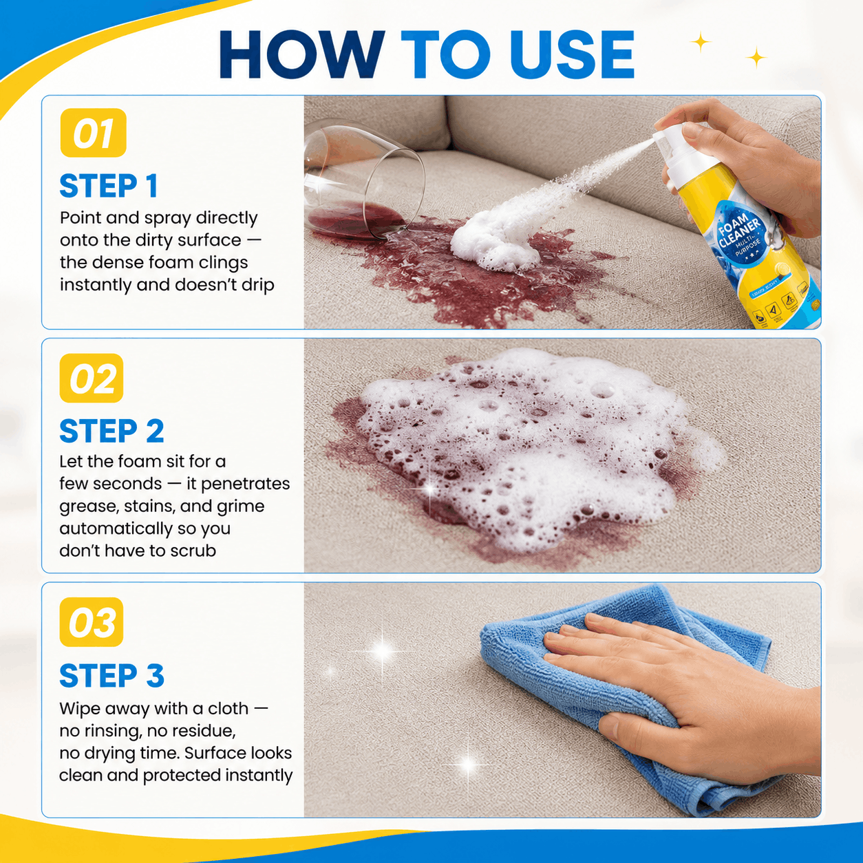 🔥Summer Kickoff Deal: 60% OFF🔥 Foam No-Rinse Cleaner - Gone in One Wipe