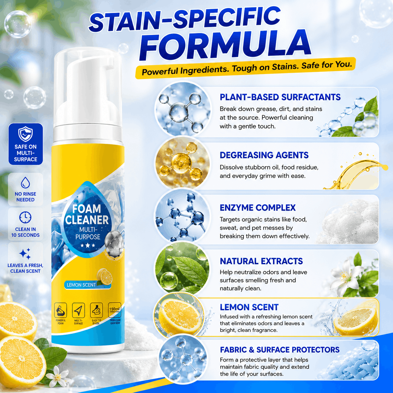 🔥Last Day 60% OFF🔥 Foam No-Rinse Cleaner - Spray, Wipe & Done