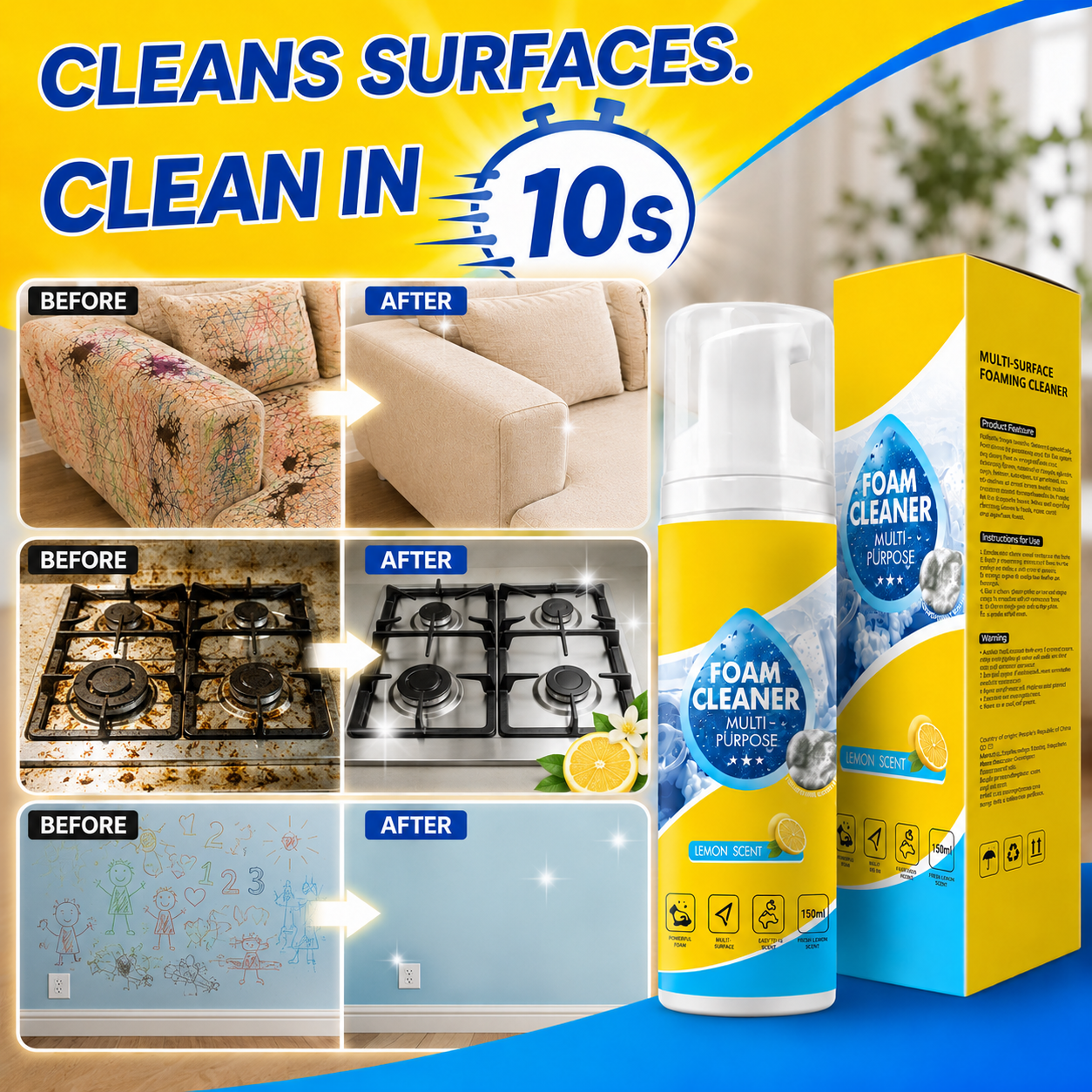 🔥Last Day 60% OFF🔥 Foam No-Rinse Cleaner - Spray, Wipe & Done