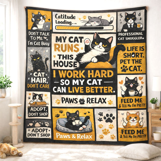 My Cat Runs This House WN0303005CL Fleece Blanket