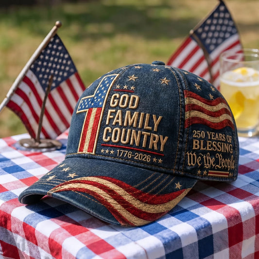 God Family Country American 250th Anniversary XR0107005CL Retro Cotton Cap