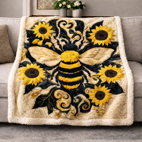 Sunflower Bee KL3001004CL Faux Fur Throw Blanket