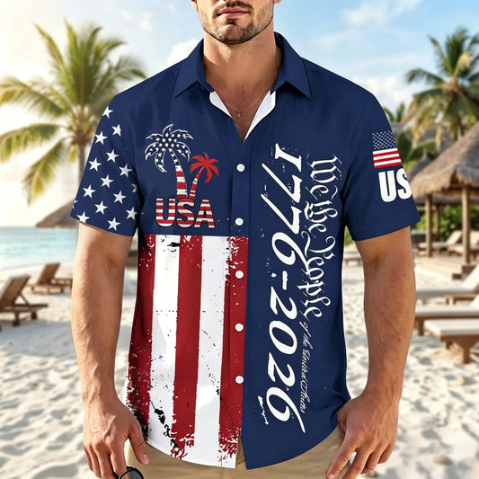 USA Vintage Independence Day XR3006002CL Patriotic Hawaii Shirt