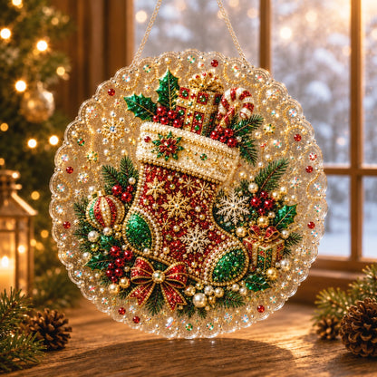 🔥Limited time 70% OFF - 🎅✨Christmas Pearl Diamond Art Hanging Ornament Kit - Sparkling DIY Window Ornament