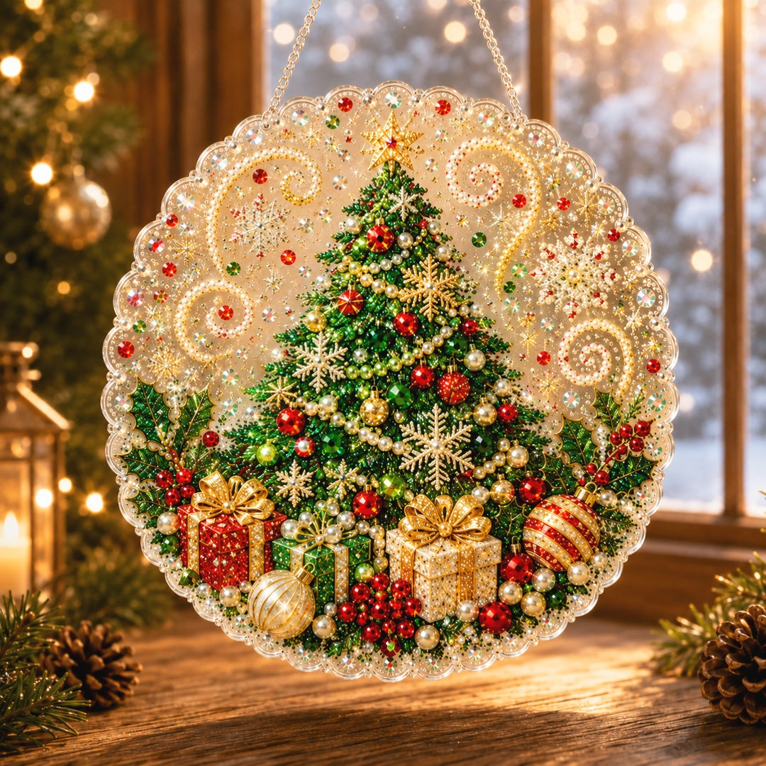 🔥Limited time 70% OFF - 🎅✨Christmas Pearl Diamond Art Hanging Ornament Kit - Sparkling DIY Window Ornament