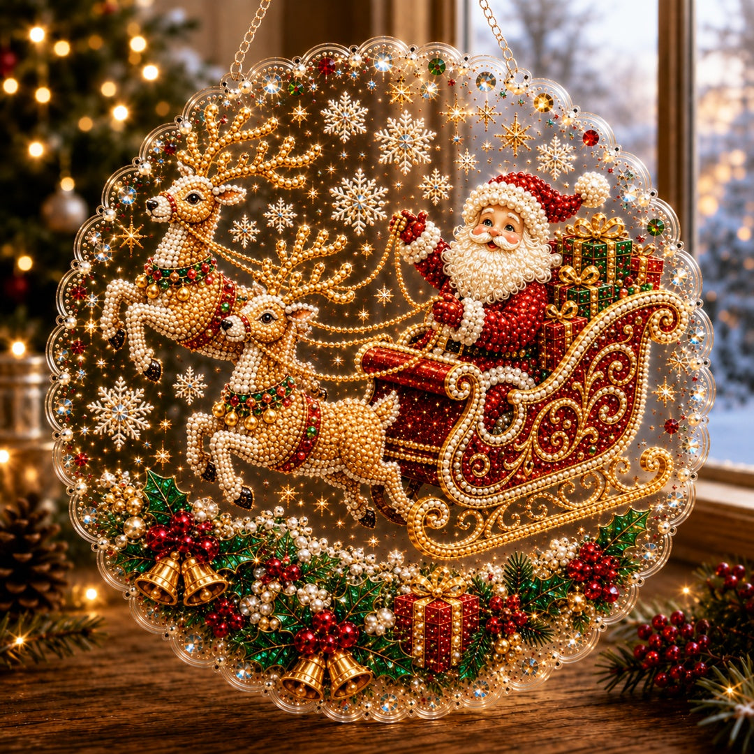 🔥Limited time 70% OFF - 🎅✨Christmas Pearl Diamond Art Hanging Ornament Kit - Sparkling DIY Window Ornament