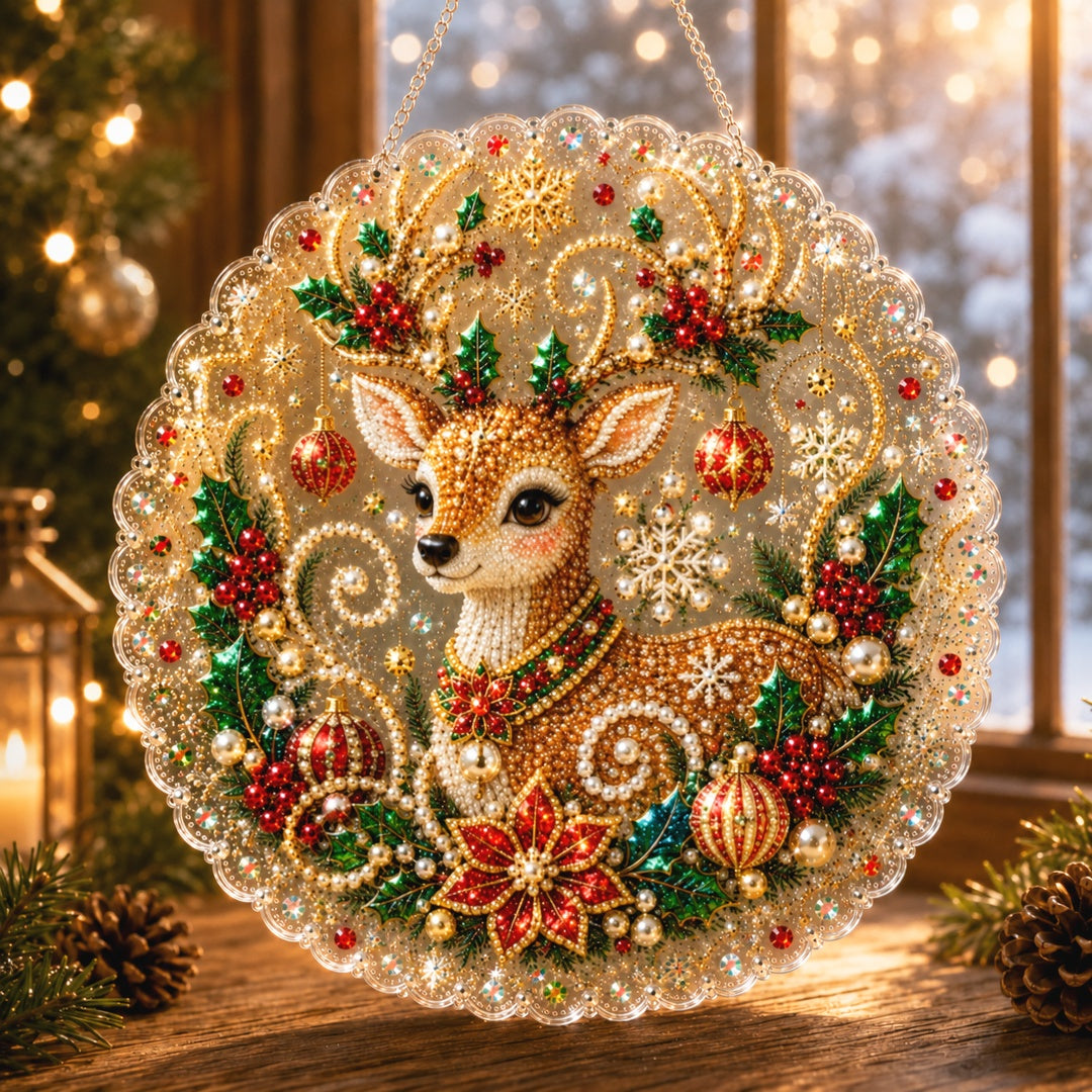🔥Limited time 70% OFF - 🎅✨Christmas Pearl Diamond Art Hanging Ornament Kit - Sparkling DIY Window Ornament