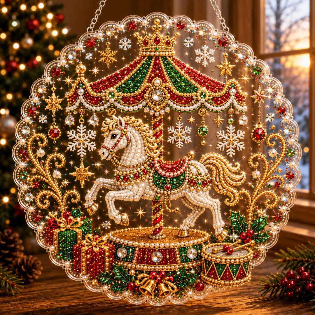 🔥Limited time 70% OFF - 🎅✨Christmas Pearl Diamond Art Hanging Ornament Kit - Sparkling DIY Window Ornament