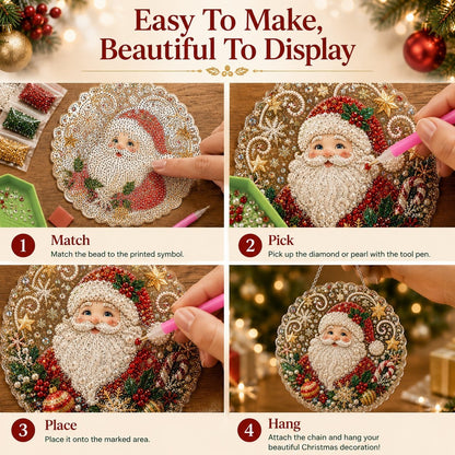 🔥Limited time 70% OFF - 🎅✨Christmas Pearl Diamond Art Hanging Ornament Kit - Sparkling DIY Window Ornament